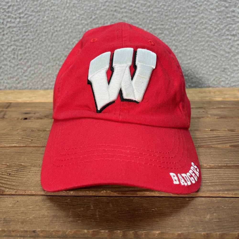 Wisconsin Badgers Hat Adult Red Strap Back Cap NCAA College Captivating Headgear